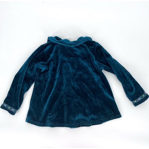 Vintage McKids Green Velvet Embroidered Floral Button Down Collared Top Size 3T - Picture 2 of 8